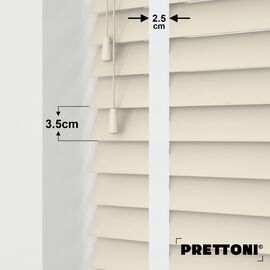 EdBevans - Spectrum Solid Wood Venetian Blind - Mono Cream 35mm Slat with Chevron Porcelain 25mm Tape - Prettoni