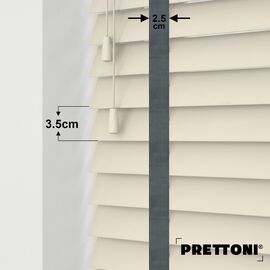 EdBevans - Spectrum Solid Wood Venetian Blind - Mono Cream 35mm Slat with Chevron Lava 25mm Tape - Prettoni