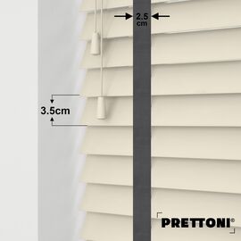 EdBevans - Spectrum Solid Wood Venetian Blind - Mono Cream 35mm Slat with Chevron Aurora 25mm Tape - Prettoni