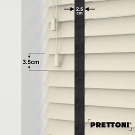 EdBevans - Spectrum Solid Wood Venetian Blind - Mono Cream 35mm Slat with Chevron Shadow 25mm Tape - Prettoni