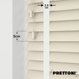 EdBevans - Spectrum Solid Wood Venetian Blind - Mono Cream 50mm Slat with Chevron Snowy 25mm Tape - Prettoni
