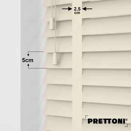EdBevans - Spectrum Solid Wood Venetian Blind - Mono Cream 50mm Slat with Chevron Avorio 25mm Tape - Prettoni