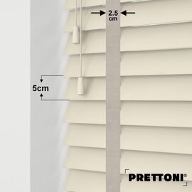 EdBevans - Spectrum Solid Wood Venetian Blind - Mono Cream 50mm Slat with Chevron Moccasin 25mm Tape - Prettoni