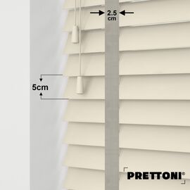 EdBevans - Spectrum Solid Wood Venetian Blind - Mono Cream 50mm Slat with Chevron Cement 25mm Tape - Prettoni