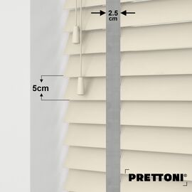 EdBevans - Spectrum Solid Wood Venetian Blind - Mono Cream 50mm Slat with Chevron Nimbus 25mm Tape - Prettoni