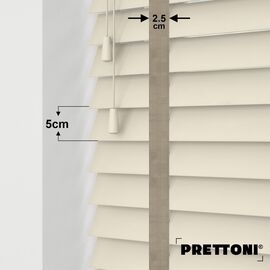 EdBevans - Spectrum Solid Wood Venetian Blind - Mono Cream 50mm Slat with Chevron Stonewall 25mm Tape - Prettoni