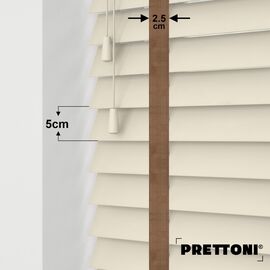EdBevans - Spectrum Solid Wood Venetian Blind - Mono Cream 50mm Slat with Chevron Cinnamon 25mm Tape - Prettoni
