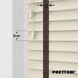 EdBevans - Spectrum Solid Wood Venetian Blind - Mono Cream 50mm Slat with Chevron Umber 25mm Tape - Prettoni