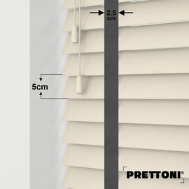 EdBevans - Spectrum Solid Wood Venetian Blind - Mono Cream 50mm Slat with Chevron Aurora 25mm Tape - Prettoni