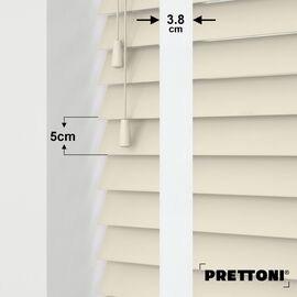 EdBevans - Spectrum Solid Wood Venetian Blind - Mono Cream 50mm Slat with Woven Naturo 38mm Tape - Prettoni