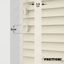 EdBevans - Spectrum Solid Wood Venetian Blind - Mono Cream 50mm Slat with Woven Feather 38mm Tape - Prettoni