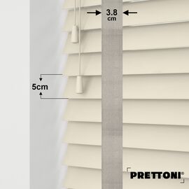 EdBevans - Spectrum Solid Wood Venetian Blind - Mono Cream 50mm Slat with Woven Ethereal 38mm Tape - Prettoni