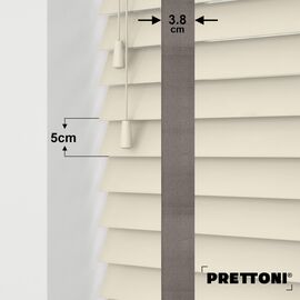 EdBevans - Spectrum Solid Wood Venetian Blind - Mono Cream 50mm Slat with Woven Flint 38mm Tape - Prettoni