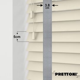 EdBevans - Spectrum Solid Wood Venetian Blind - Mono Cream 50mm Slat with Woven Spun 38mm Tape - Prettoni
