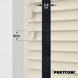 EdBevans - Spectrum Solid Wood Venetian Blind - Mono Cream 50mm Slat with Woven Luna 38mm Tape - Prettoni