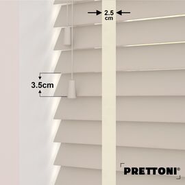 EdBevans - Spectrum Solid Wood Venetian Blind - Mono Beige 35mm Slat with Chevron Avorio 25mm Tape - Prettoni