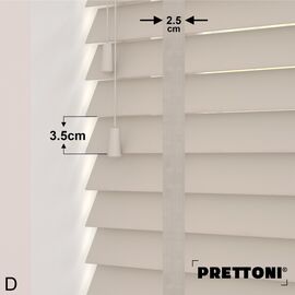 EdBevans - Spectrum Solid Wood Venetian Blind - Mono Beige 35mm Slat with Chevron Moccasin 25mm Tape - Prettoni