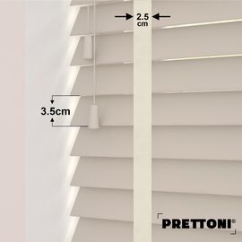 EdBevans - Spectrum Solid Wood Venetian Blind - Mono Beige 35mm Slat with Chevron Cream 25mm Tape - Prettoni