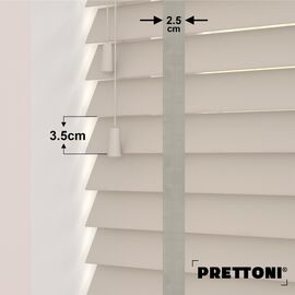 EdBevans - Spectrum Solid Wood Venetian Blind - Mono Beige 35mm Slat with Chevron Cement 25mm Tape - Prettoni