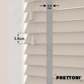 EdBevans - Spectrum Solid Wood Venetian Blind - Mono Beige 35mm Slat with Chevron Nimbus 25mm Tape - Prettoni