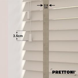 EdBevans - Spectrum Solid Wood Venetian Blind - Mono Beige 35mm Slat with Chevron Stonewall 25mm Tape - Prettoni