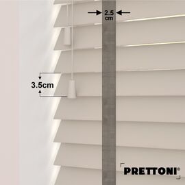 EdBevans - Spectrum Solid Wood Venetian Blind - Mono Beige 35mm Slat with Chevron Granite 25mm Tape - Prettoni