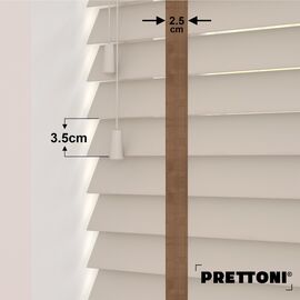 EdBevans - Spectrum Solid Wood Venetian Blind - Mono Beige 35mm Slat with Chevron Cinnamon 25mm Tape - Prettoni