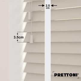 EdBevans - Spectrum Solid Wood Venetian Blind - Mono Beige 35mm Slat with Chevron Porcelain 25mm Tape - Prettoni