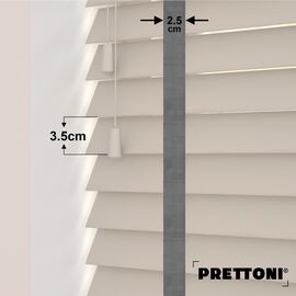 EdBevans - Spectrum Solid Wood Venetian Blind - Mono Beige 35mm Slat with Chevron Monsoon 25mm Tape - Prettoni