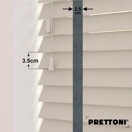 EdBevans - Spectrum Solid Wood Venetian Blind - Mono Beige 35mm Slat with Chevron Lava 25mm Tape - Prettoni
