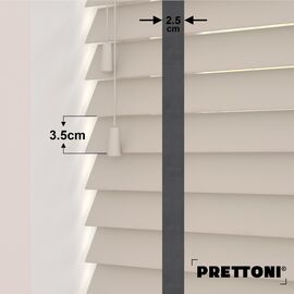 EdBevans - Spectrum Solid Wood Venetian Blind - Mono Beige 35mm Slat with Chevron Aurora 25mm Tape - Prettoni