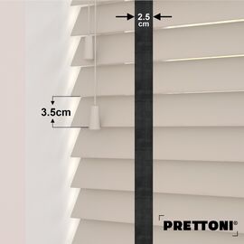 EdBevans - Spectrum Solid Wood Venetian Blind - Mono Beige 35mm Slat with Chevron Shadow 25mm Tape - Prettoni