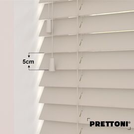 EdBevans - Spectrum Solid Wood Venetian Blind - Mono Beige 50mm Slat with - Ladder String - Prettoni