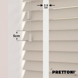 EdBevans - Spectrum Solid Wood Venetian Blind - Mono Beige 50mm Slat with Chevron Snowy 25mm Tape - Prettoni