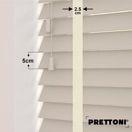 EdBevans - Spectrum Solid Wood Venetian Blind - Mono Beige 50mm Slat with Chevron Avorio 25mm Tape - Prettoni