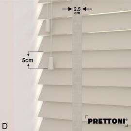 EdBevans - Spectrum Solid Wood Venetian Blind - Mono Beige 50mm Slat with Chevron Moccasin 25mm Tape - Prettoni