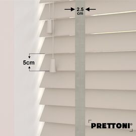 EdBevans - Spectrum Solid Wood Venetian Blind - Mono Beige 50mm Slat with Chevron Cement 25mm Tape - Prettoni