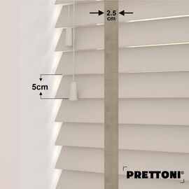 EdBevans - Spectrum Solid Wood Venetian Blind - Mono Beige 50mm Slat with Chevron Stonewall 25mm Tape - Prettoni