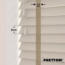 EdBevans - Spectrum Solid Wood Venetian Blind - Mono Beige 50mm Slat with Chevron Sandrift 25mm Tape - Prettoni