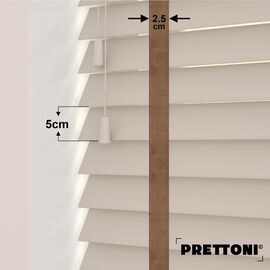 EdBevans - Spectrum Solid Wood Venetian Blind - Mono Beige 50mm Slat with Chevron Cinnamon 25mm Tape - Prettoni