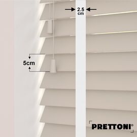 EdBevans - Spectrum Solid Wood Venetian Blind - Mono Beige 50mm Slat with Chevron Porcelain 25mm Tape - Prettoni