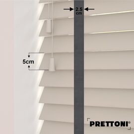 EdBevans - Spectrum Solid Wood Venetian Blind - Mono Beige 50mm Slat with Chevron Aurora 25mm Tape - Prettoni