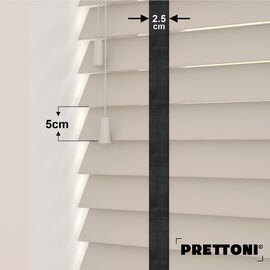 EdBevans - Spectrum Solid Wood Venetian Blind - Mono Beige 50mm Slat with Chevron Shadow 25mm Tape - Prettoni