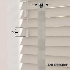 EdBevans - Spectrum Solid Wood Venetian Blind - Mono Beige 50mm Slat with Woven Ethereal 38mm Tape - Prettoni