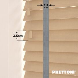 EdBevans - Spectrum Solid Wood Venetian Blind - Mono Maple 35mm Slat with Chevron Palladium 25mm Tape - Prettoni