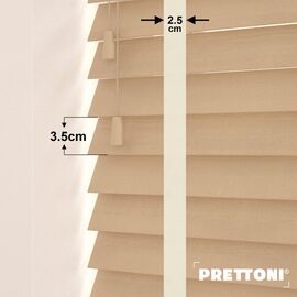 EdBevans - Spectrum Solid Wood Venetian Blind - Mono Maple 35mm Slat with Chevron Avorio 25mm Tape - Prettoni