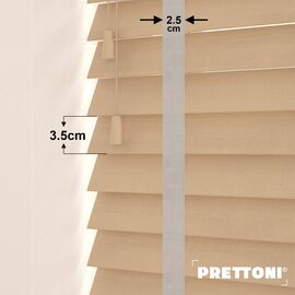 EdBevans - Spectrum Solid Wood Venetian Blind - Mono Maple 35mm Slat with Chevron Moccasin 25mm Tape - Prettoni