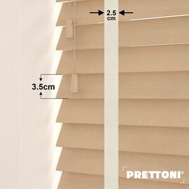 EdBevans - Spectrum Solid Wood Venetian Blind - Mono Maple 35mm Slat with Chevron Cream 25mm Tape - Prettoni