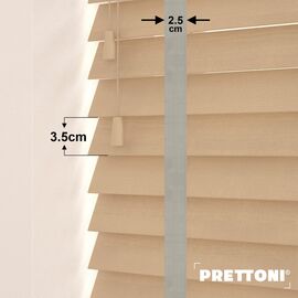 EdBevans - Spectrum Solid Wood Venetian Blind - Mono Maple 35mm Slat with Chevron Cement 25mm Tape - Prettoni