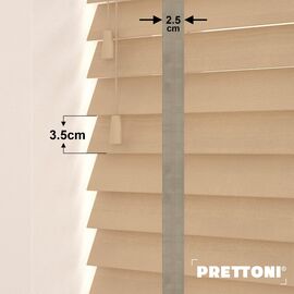 EdBevans - Spectrum Solid Wood Venetian Blind - Mono Maple 35mm Slat with Chevron Stonewall 25mm Tape - Prettoni
